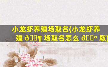 小龙虾养殖场取名(小龙虾养殖 🐶 场取名怎么 🐺 取)